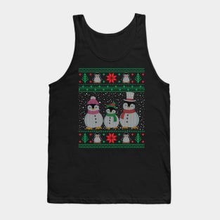 Funny Cute Penguin Lovers Snowman Xmas Ugly Christmas Sweater Tank Top